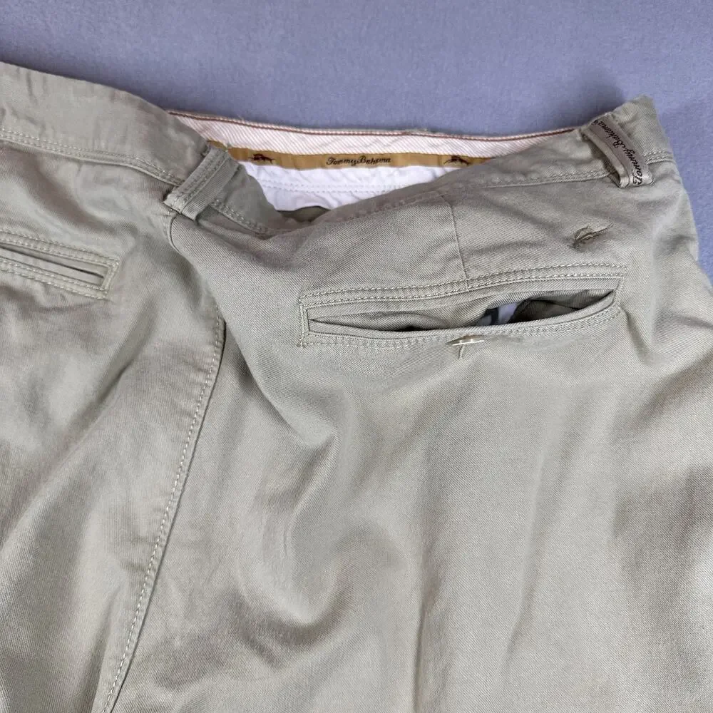 Tommy Bahama Shorts Mens 38 Khaki Beige Stretch Classic Chino Flat Front Casual - Picture 8 of 11